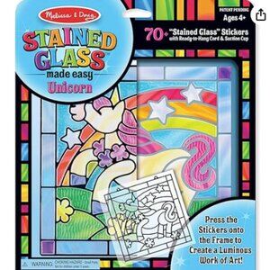 Melissa & Doug Stained Glass Made Easy Unicorn Craft Sticker Kit set of 12 NEW!